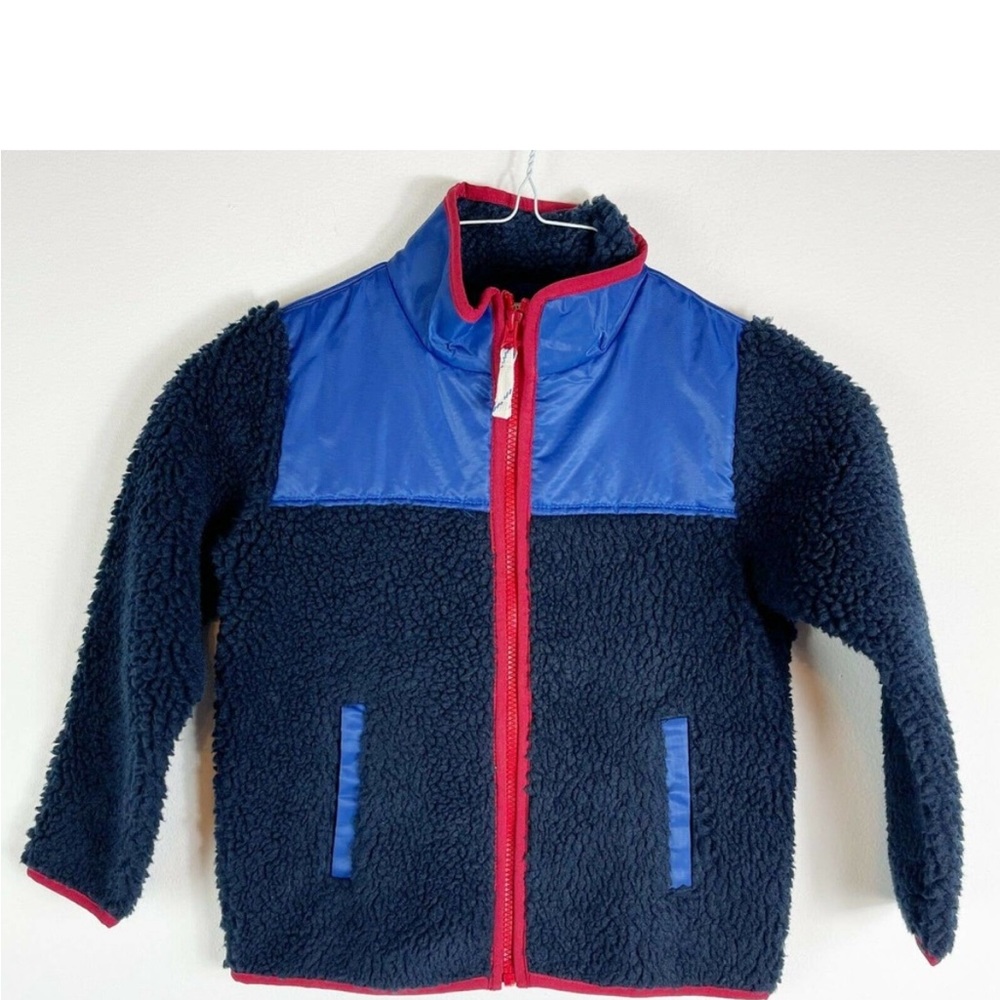 Crewcuts Boys Blue Zip-Up Sherpa Jacket Size 6-7 LIKE NEW